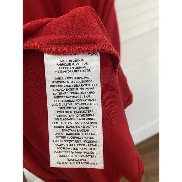 Ralph Lauren Womens Dress 16 Red NWOT V Neck Belt Formal Quiet Lux Wedding Guest - Picture 4 of 6